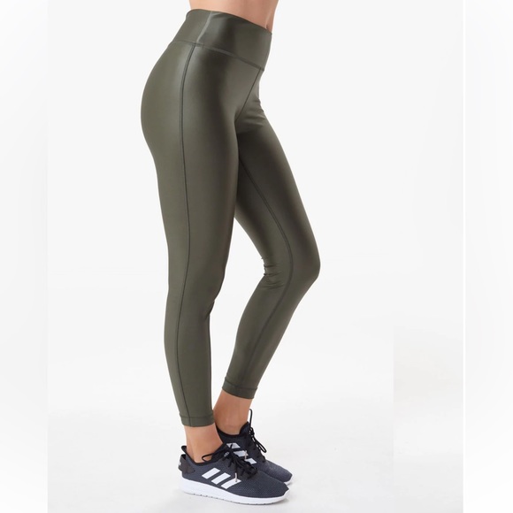 Lole Ankle Leggings - Olive Green - Workout Pants - Spandex - High Rise - Picture 3 of 10